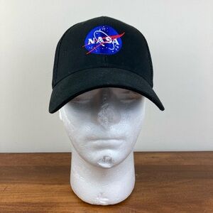NASA Baseball Hat Logo Embroidered Black And White Hat Adjustable Snap Back Cap